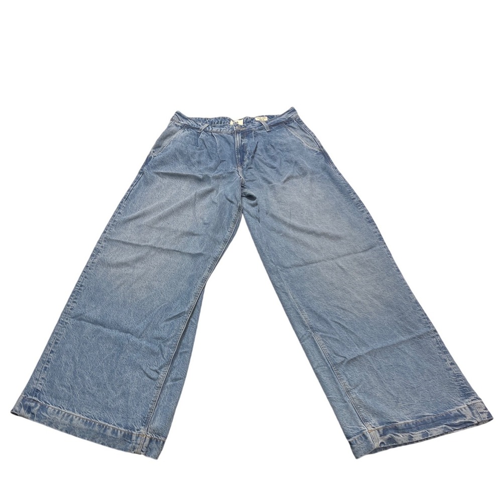 C&A Wide Leg Jeans Blue Medium Wash Pleated High Rise Denim Size‎ 40 EUR 42 FR